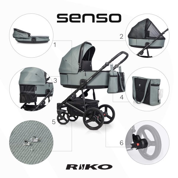 riko_SENSO_lagoon_funkcje1 Otroški voziček RIKO SENSO 2v1 ali 3v1