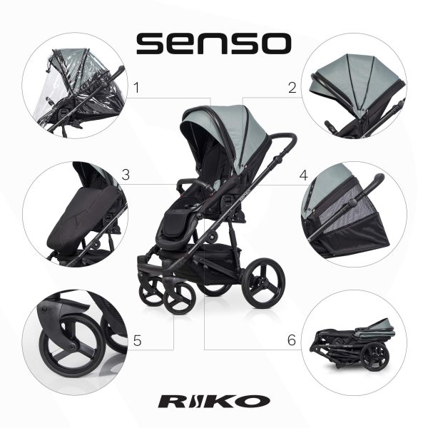 riko_SENSO_lagoon_funkcje2 Otroški voziček RIKO SENSO 2v1 ali 3v1