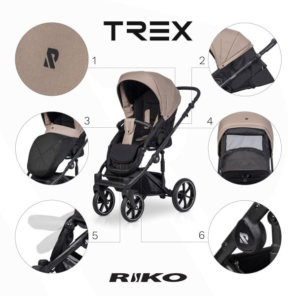 __________riko_TREX_dakar-funkcje2 Otroški voziček RIKO TREX 2iv1 ali 3v1
