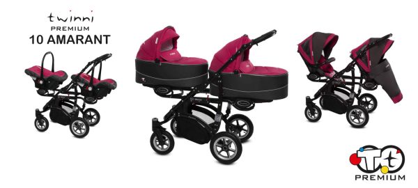 Twinni 10 Amarant OTROŠKI VOZIČEK ZA DVOJČKA ALI LETO ZA LETOM BABYACTIVE