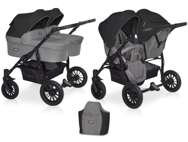 Otroški voziček za dvojčke ali leto za letom RIKO Basic SAXO (5 barv)